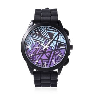 STRADA Geometric Pattern Watch with Black S…